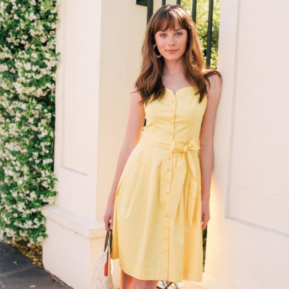 Gal Meets Glam Francesca Yellow Sun Dress Size 8